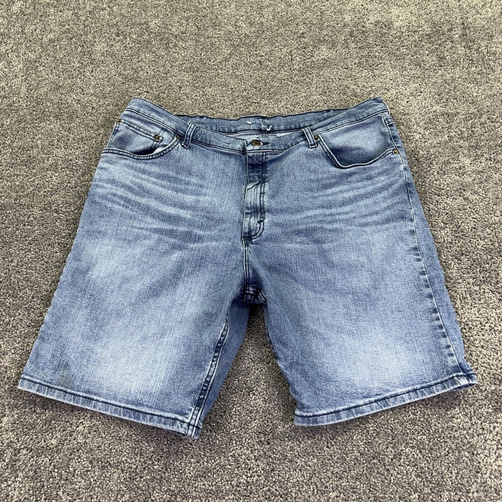 Wrangler Shorts Mens 42 Blue Denim Bermuda Stretch Medium Wash Casual Pockets